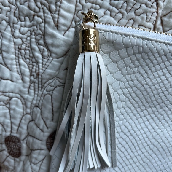 Gigi New York White Snakeskin Clutch with Tassel - Picture 5 of 8